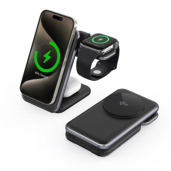 Magcold™ | 3-i-1 Ladestation til Mobil, iWatch, AirPods - 45W! - Sort