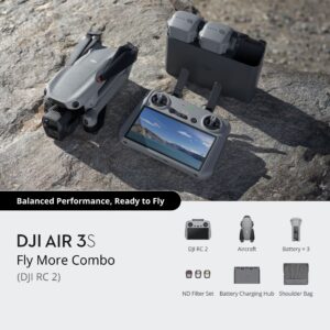 DJI Air 3S Fly More Combo (DJI RC 2) + GRATIS 2 stk. valgfri bøger om droner - Droneland