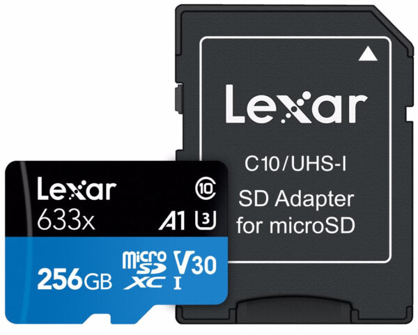 Micro SD kort 256GB Class 10 - Lexar 633X - 256GB - MicroSDHC/SDXC - Droneland