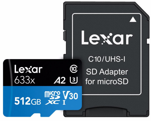 Micro SD kort 512GB Class 10 - Lexar 633X - 512GB - MicroSDHC/SDXC - Droneland