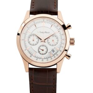 Luigi Ricci Eleganza X11 - Chronograph armbånds ur til kvinder & damer med rosa guld og læder rem - Droneland