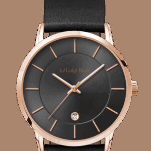 Luigi Ricci Roma Classica - Sort unisex ur med rosa guld og læder rem - Droneland