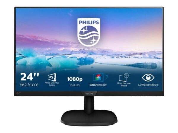 Philips V-line 243V7QDSB 24" 1920 x 1080 DVI VGA (HD-15) HDMI 60Hz + Gratis BonusPlus medlemskab - Droneland