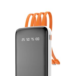 Dudao K6Pro powerbank 10000mAh 10Watt 4xcables hvid - Droneland