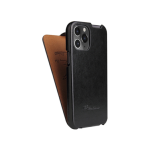 iPhone 12 Pro - Fierre Shann&trade; Vertikal Ægte Læder Flipcover - Sort - Fierre Shann&trade;