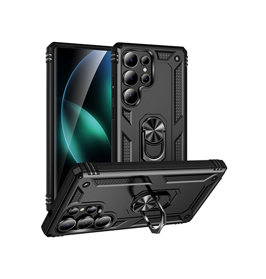 Samsung Galaxy S25 Ultra - NX Pro™ Armor Cover m. Ring Holder - Sort - NX PRO