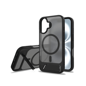 iPhone 16 Plus - Frosted MagSafe Cover M. Kickstand - Sort - DeluxeCovers