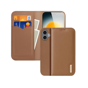 iPhone 17 - DUX DUCIS® Ægte Læder Etui M. Kortholder - Brun - DUX DUCIS