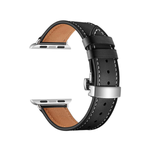 Apple Watch (38/40/SE/41/42mm) - BOX-W Kalveskinds Læder Rem - Sort - BOX-W