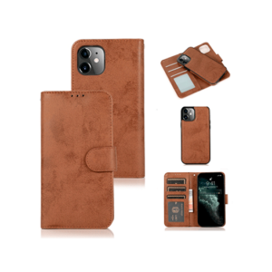 iPhone 11 - Vintage 2-i-1 Læder Etui M. Aftageligt Cover - Brun - Vintage