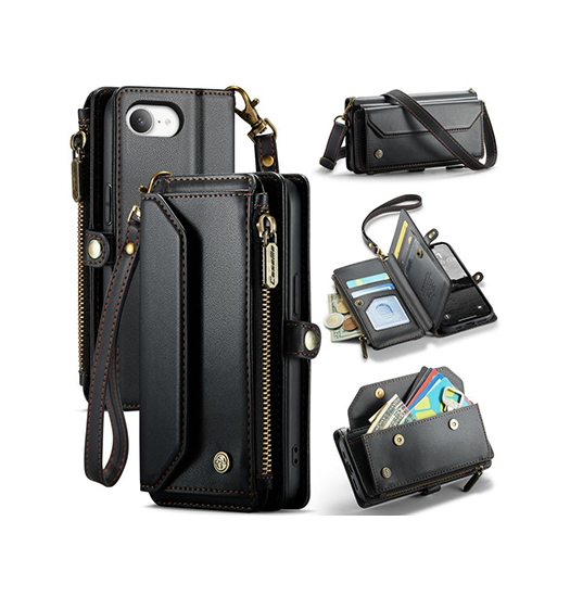 iPhone 16e - CaseMe™ RFID Læder Taske / Etui m. Pung - Sort - CaseMe