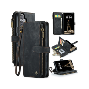 iPhone 16 - CaseMe&trade; Multifunktionel Læder Etui / Pung - Sort - CaseMe