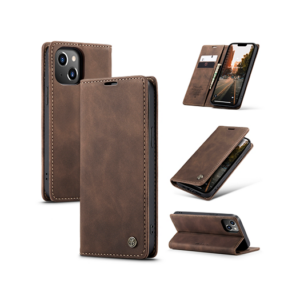 iPhone 13 - CaseMe&trade; Noble Læder Etui / Pung - Mørkebrun - CaseMe