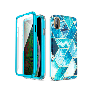 iPhone XS Max - UNIQ&trade; FULL 360° Marble Silikone Cover - Koboltblå - UNIQ