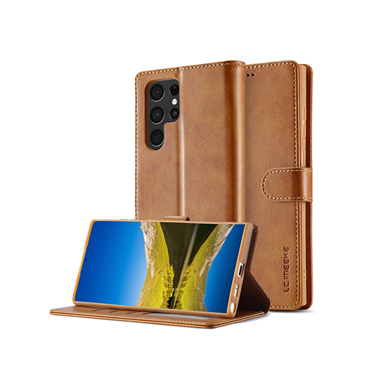 Samsung Galaxy S25 Ultra - LC.IMEEKE™ Læder Cover M. Kortholder - Lysebrun - LC.IMEEKE