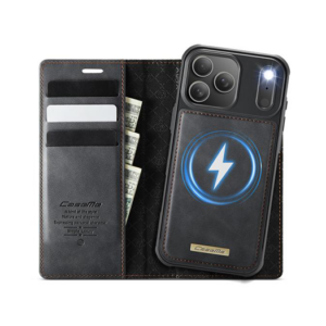 iPhone 17 Pro Max - CaseMe&trade; 2-i-1 Premium Læder Cover / Pung - Sort - CaseMe