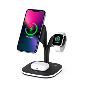 DeLX&trade; | 3-i-1 Trådløs Ladestation til iPhone, Watch & AirPods - Sort - DeLX&trade;