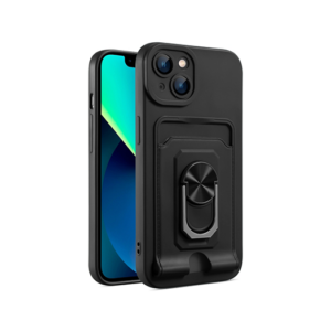 iPhone 14 Plus - OLYMPUS&trade; Cover m. Ring & Kort Holder - Sort - DeluxeCovers