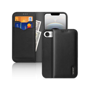 iPhone 16e - DUX DUCIS® Ægte Læder Etui M. Kortholder - Sort - DUX DUCIS