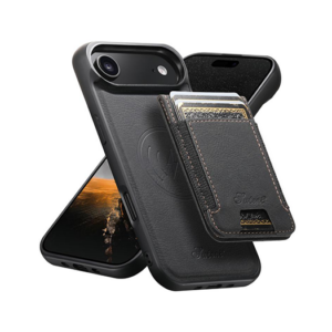 iPhone 17 Air - Suteni® PU-Lædercover m. Aftagelig Kortholder  Sort - Suteni