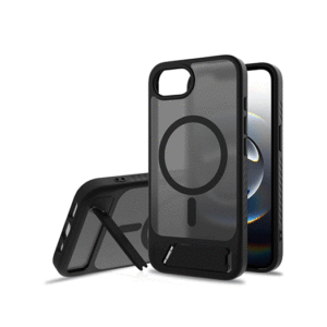 iPhone 16e - Frosted MagSafe Cover M. Kickstand - Sort - DeluxeCovers