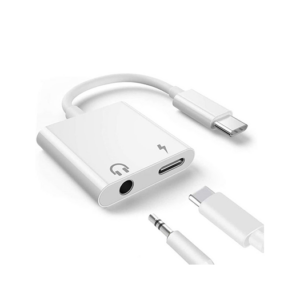 USB-C til 3.5mm Mini-jack Stik Hun / USB-C  - Adapter - Hvid - Deluxecovers