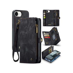 iPhone 16e - CaseMe&trade; Multifunktionel Læder Etui / Pung - Sort - CaseMe