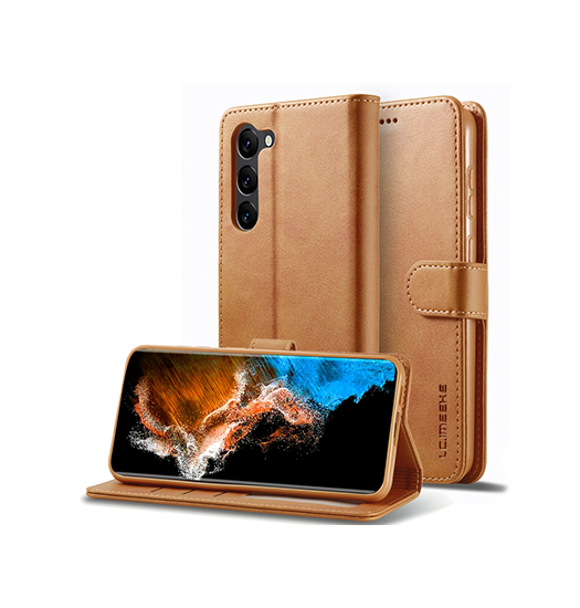 Samsung Galaxy S25 - LC.IMEEKE™ Læder Cover M. Kortholder - Lysebrun - LC.IMEEKE