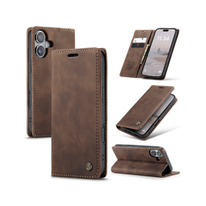 iPhone 16 - CaseMe&trade; Noble Læder Etui / Pung - Mørkebrun - CaseMe