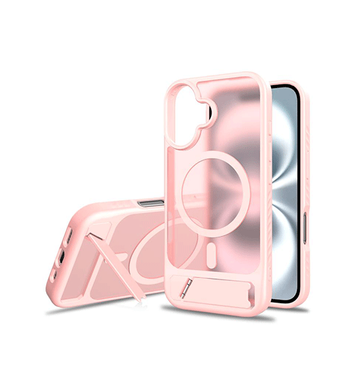 iPhone 16 Plus - Frosted MagSafe Cover M. Kickstand - Pink - DeluxeCovers