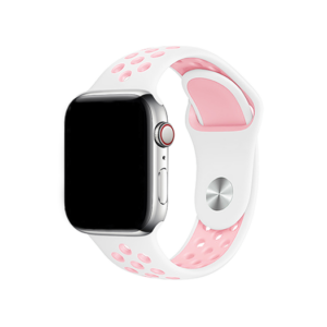Apple Watch (38/40/SE/41/42mm) - 4Run&trade; Silikone Løbe Sportsrem - Rose/Hvid - 4Run