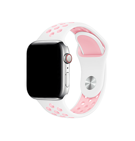 Apple Watch (38/40/SE/41/42mm) - 4Run™ Silikone Løbe Sportsrem - Rose/Hvid - 4Run