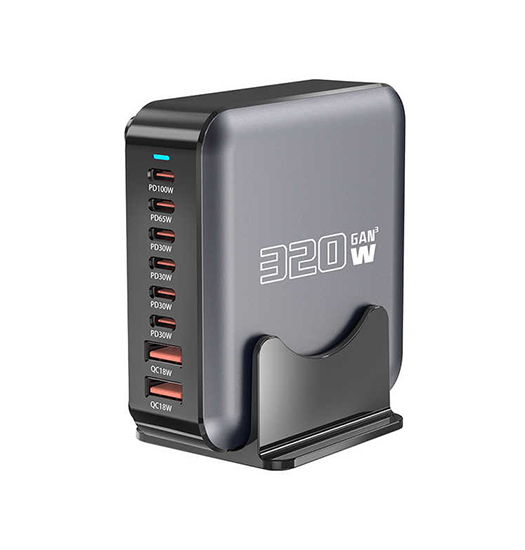 USB Ladestation - Fast Charging - 6xUSB-C, 2xUSB-A - 320W! - DeluxeCovers