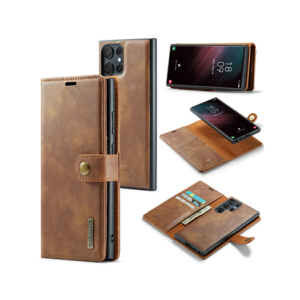 Samsung Galaxy S23 Ultra - DG.MING&trade; Vintage 2-i-1 Læder Etui M. Cover - Brun - DG.MING&trade;