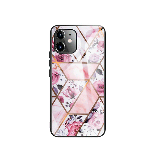 iPhone 11 - DELUXE™ Marble Cover M. Glas Bagside - Argyle Pink - DELUXE