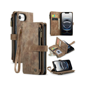 iPhone 16e - CaseMe&trade; Multifunktionel Læder Etui / Pung - Brun - CaseMe
