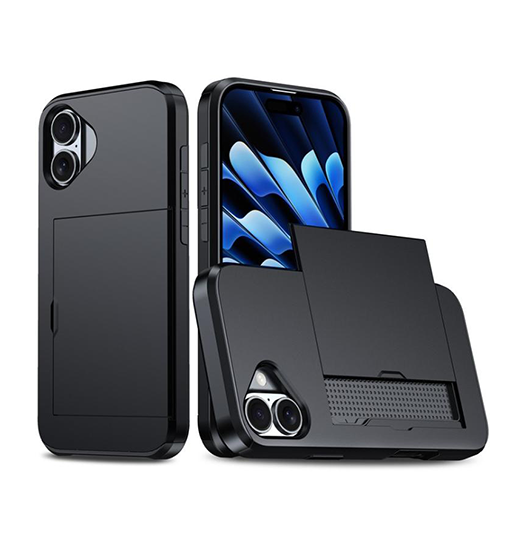 iPhone 17 - Deluxe™ Håndværker Cover M. Kortholder - Sort - DeluxeCovers