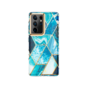 Samsung S21 Ultra - UNIQ&trade; Marble Silikone Cover - Koboltblå - UNIQ