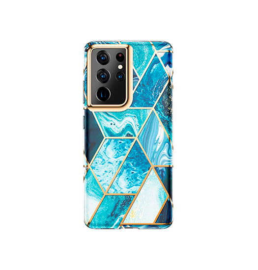 Samsung S21 Ultra - UNIQ™ Marble Silikone Cover - Koboltblå - UNIQ