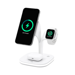 DeLX&trade; | 3-i-1 Trådløs Ladestation til iPhone, Watch & AirPods - Hvid - DeLX&trade;