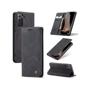 Samsung S21 Ultra - CaseMe&trade; Noble Læder Etui / Pung - Sort - CaseMe