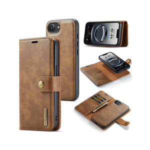 iPhone 16e - DG.MING&trade; Vintage 2-i-1 Læder Etui M. Cover - Brun - DG.MING&trade;