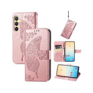 Samsung Galaxy S25 - BUTTERFLY&trade; Læder Etui / Taske M. Pung - Rose - BUTTERFLY