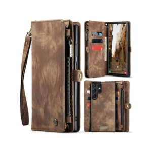 Samsung Galaxy S23 Ultra - CaseMe&trade; Multifunktionel Læder Etui / Pung - Brun - CaseMe