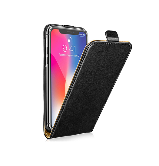 iPhone X/Xs - Diary Vertikal Læder FlipCover Etui - Sort - Diary Vertikal