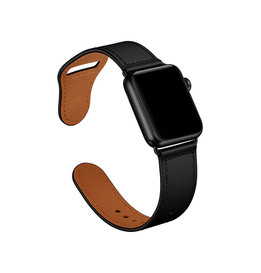 Apple Watch (42/44/SE/45/46/49mm) - FINESSE Ægte Læder Rem - Sort - FINESSE