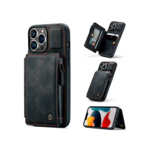 iPhone 13 Pro Max - CaseMe&trade; Æra Læder Etui M. Bag Pung - Sort - CaseMe