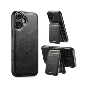 iPhone 17 - Suteni® PU-Lædercover m. Aftagelig Kortholder  Sort - Suteni