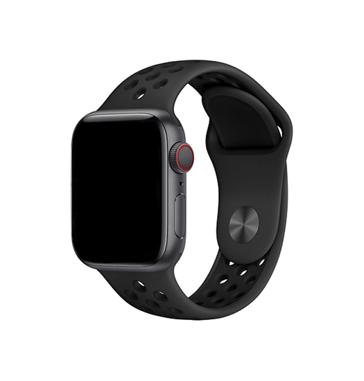 Apple Watch (42/44/SE/45/46/49mm) - 4Run™ Silikone Løbe Sportsrem - Sort - 4Run