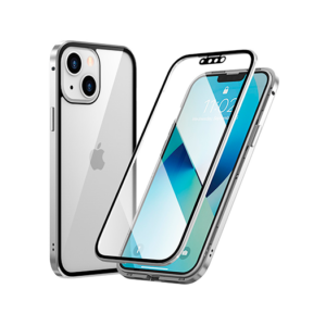 iPhone 13 - MagGuard&trade; 360 Magnetisk Cover M. Hærdet glas - Silver - CaseMe
